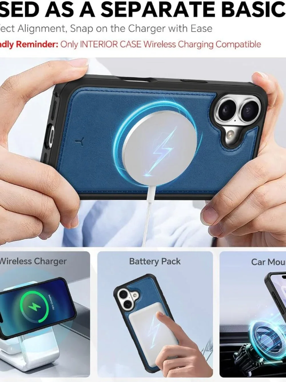 iPhone 17 Detachable Wallet Case RFID 4 Card MagSafe Light Blue